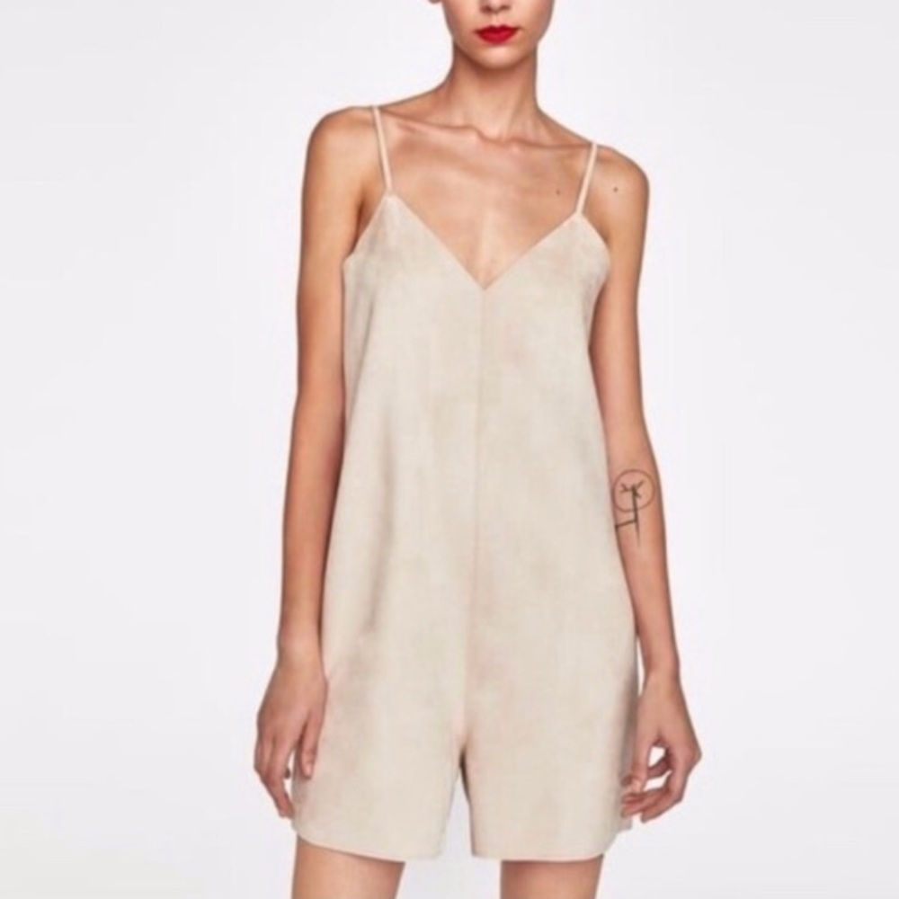 Zara faux suede romper